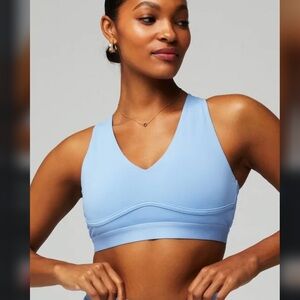 Fabletics Blue Sports Bra V-Neck Racerback